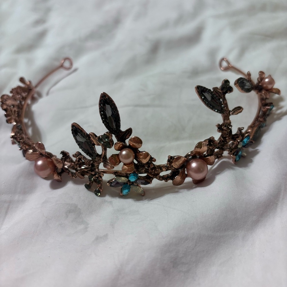 Artisan Floral Headband with Pearls and Gems